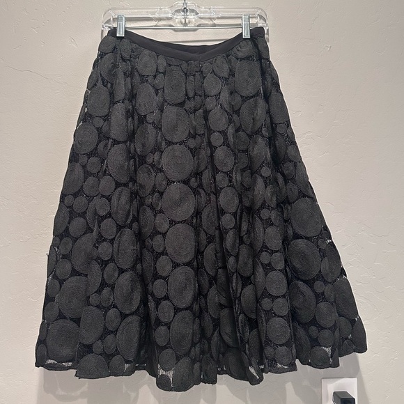 Anthropologie Tracy Reese Black Raffia Circle Lace Midi Skirt Sz 4 - Picture 3 of 15